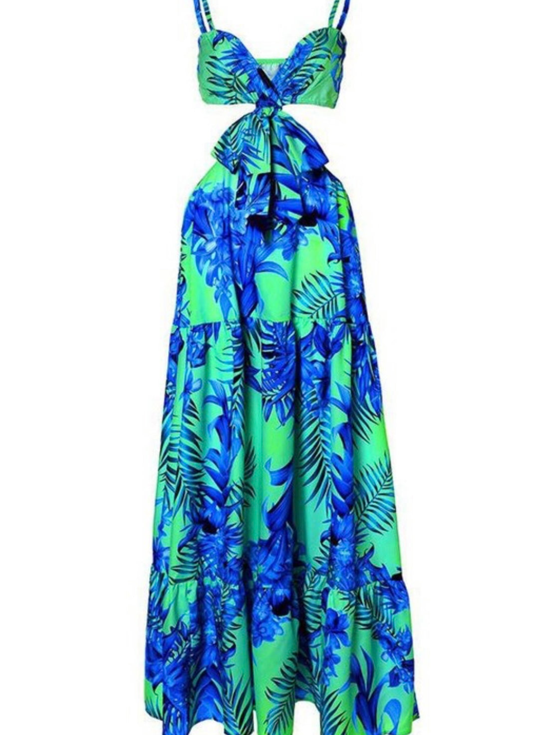 Tropical Cut Out Maxi Dress