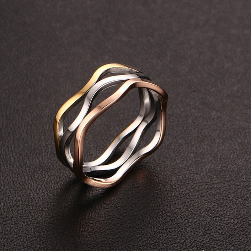 Waves Stainless Steel Rings