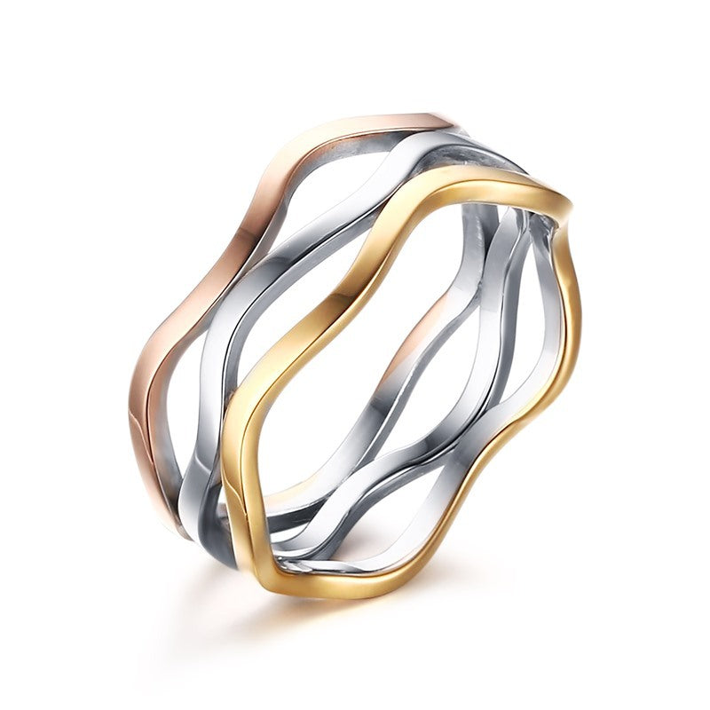 Waves Stainless Steel Rings