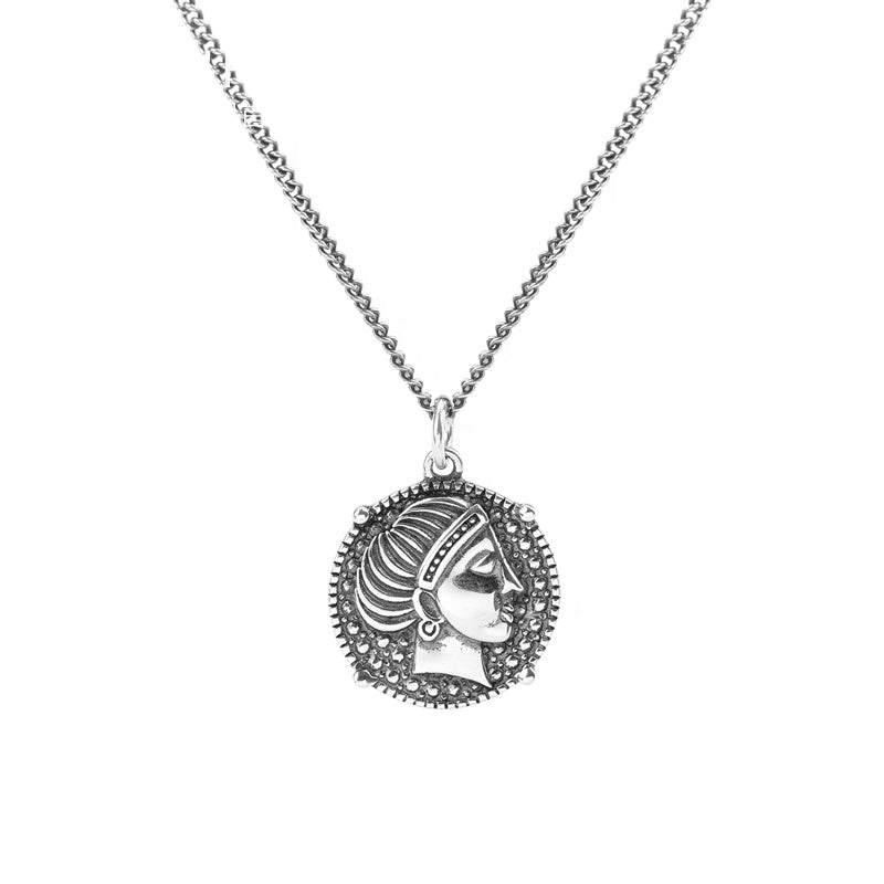 Portrait Pendant Sterling Silver Necklace