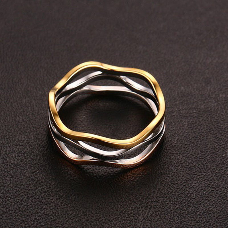 Waves Stainless Steel Rings