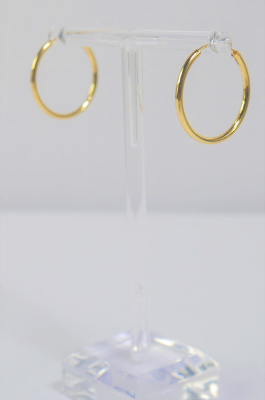 Basic & Fab .8" Hoops Gold Plated Sterling Silver Earrings
