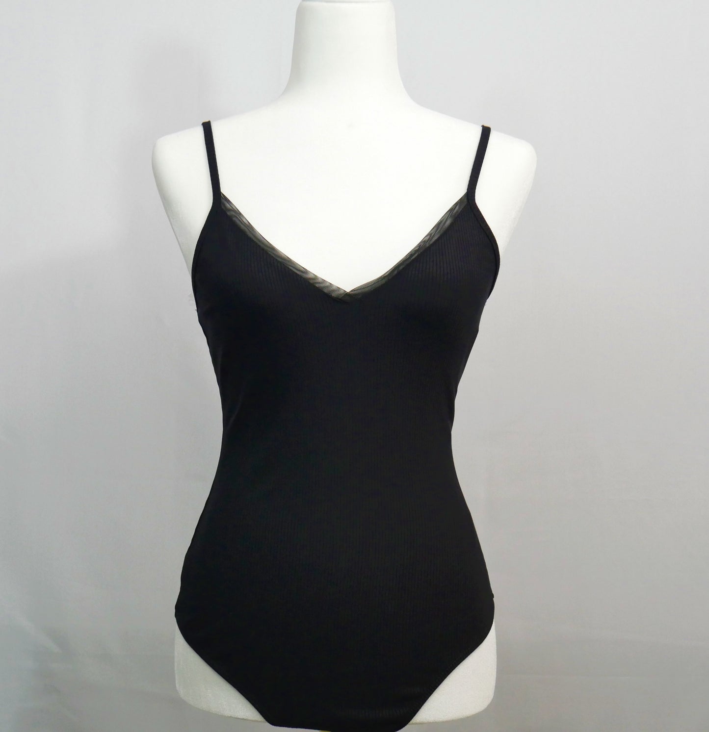 Mesh Trim Black Bodysuit