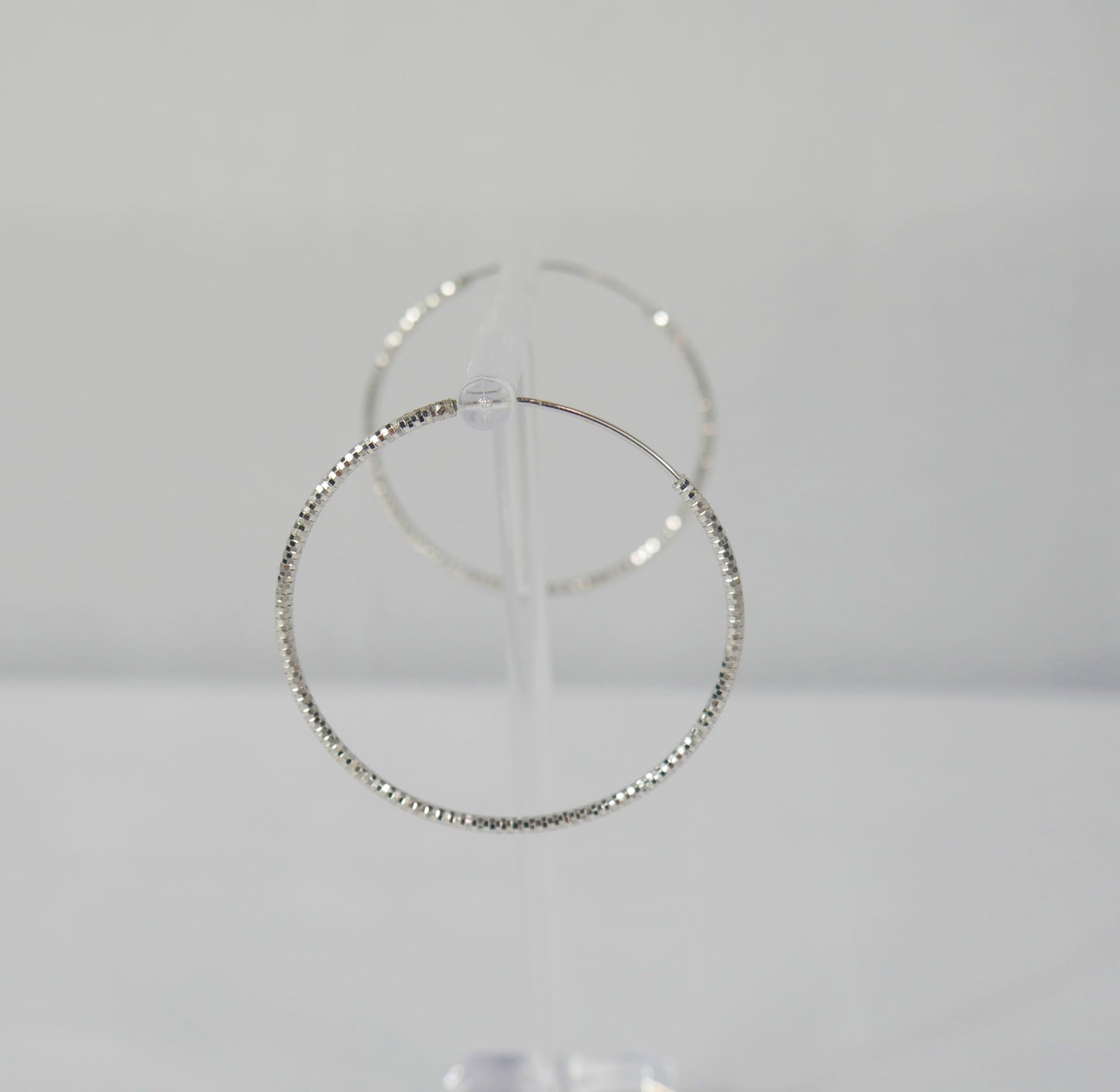 Shimmery 1.8" Hoop Sterling Silver Earrings