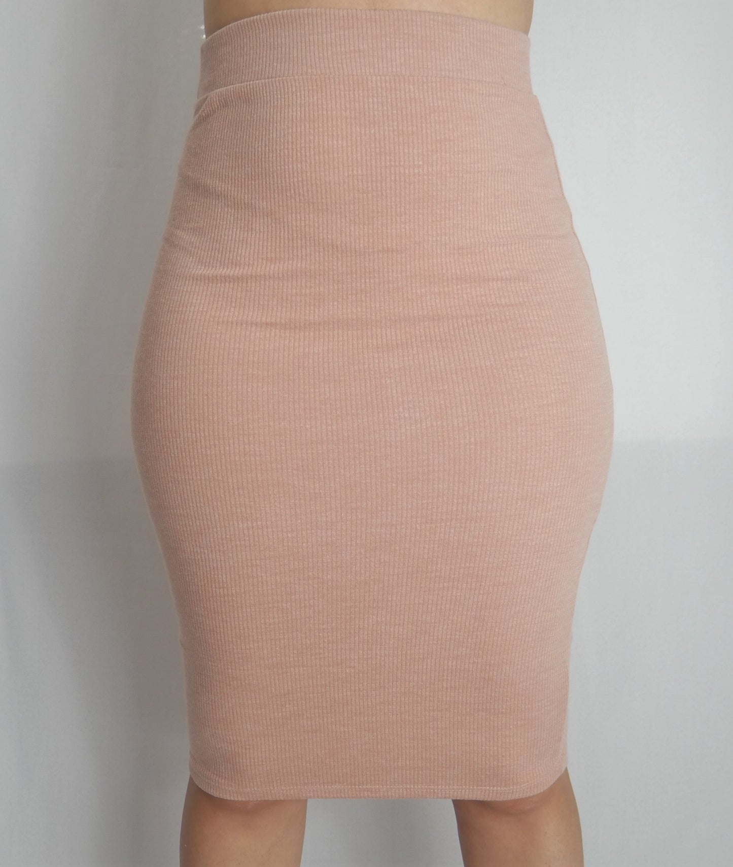 Ribbed High Waist Pencil Skirt