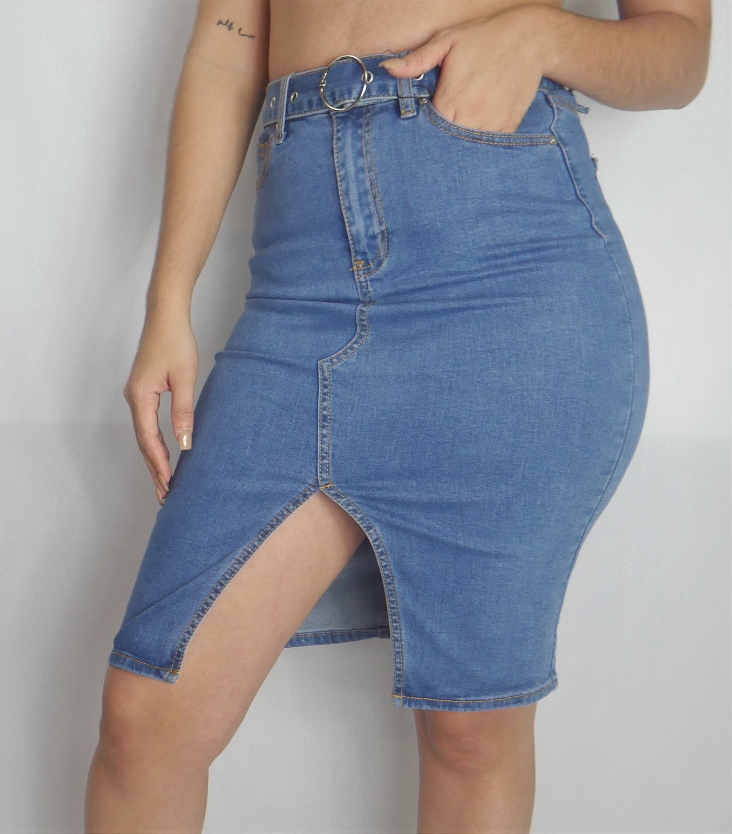 High Waist Jean Skirt