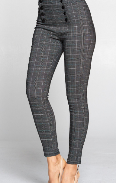 Plaid 8 Buttons Pants