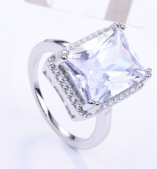 Princess Cut CZ Sterling Silver Ring